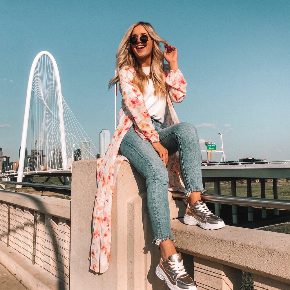 Floral floor length duster